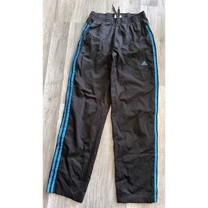Adidas Climalite Women's Track Pants Mesh Black Blue 3-Stripes ~ Size Small 2013